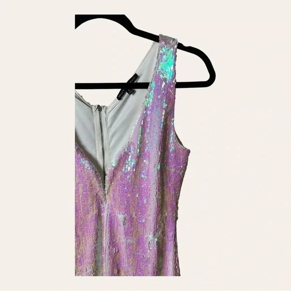 WOMEN’S SYMPHONY ALL SEQUINS MINI DRESS SLEEVELESS WHITE AND PINK - Picture 2 of 8